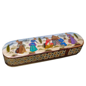 Houten pennenbox handgemaakt met Perzische khatamkari-kunst Mina
