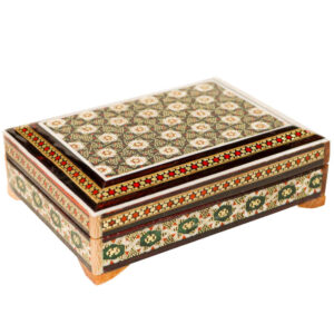 Perzische Houten Kaartenbox – Khatam Dorra met Emaille