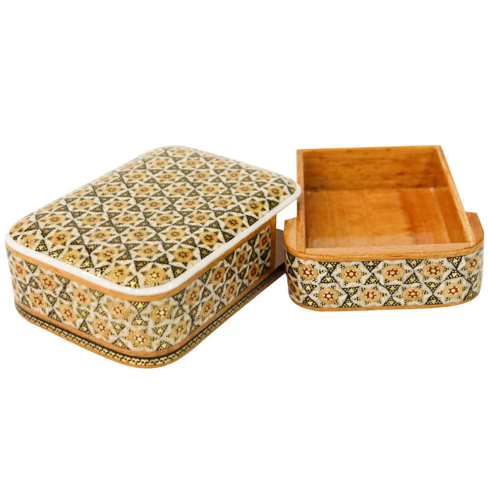 Perzische Houten Kaartenbox – Khatam Hana met Emaille