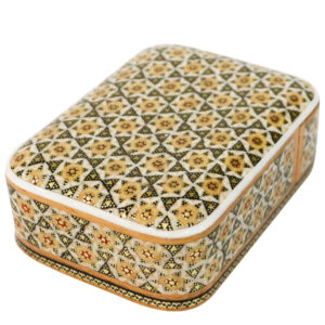 Perzische Houten Kaartenbox – Khatam Hana met Emaille