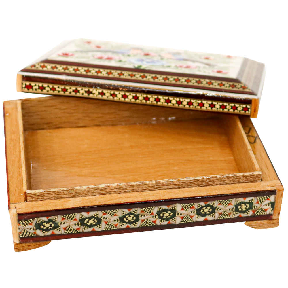 Perzische Houten Kaartenbox – Khatam Homa met Emaille