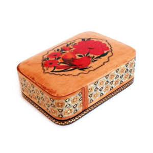Perzische Houten Kaartenbox – Khatam Raha met Emaille
