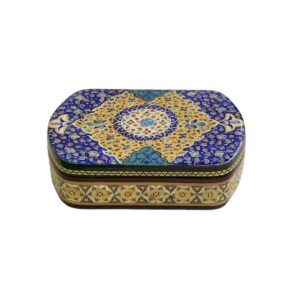Perzische Houten Kaartenbox – Khatam Raya met Emaille