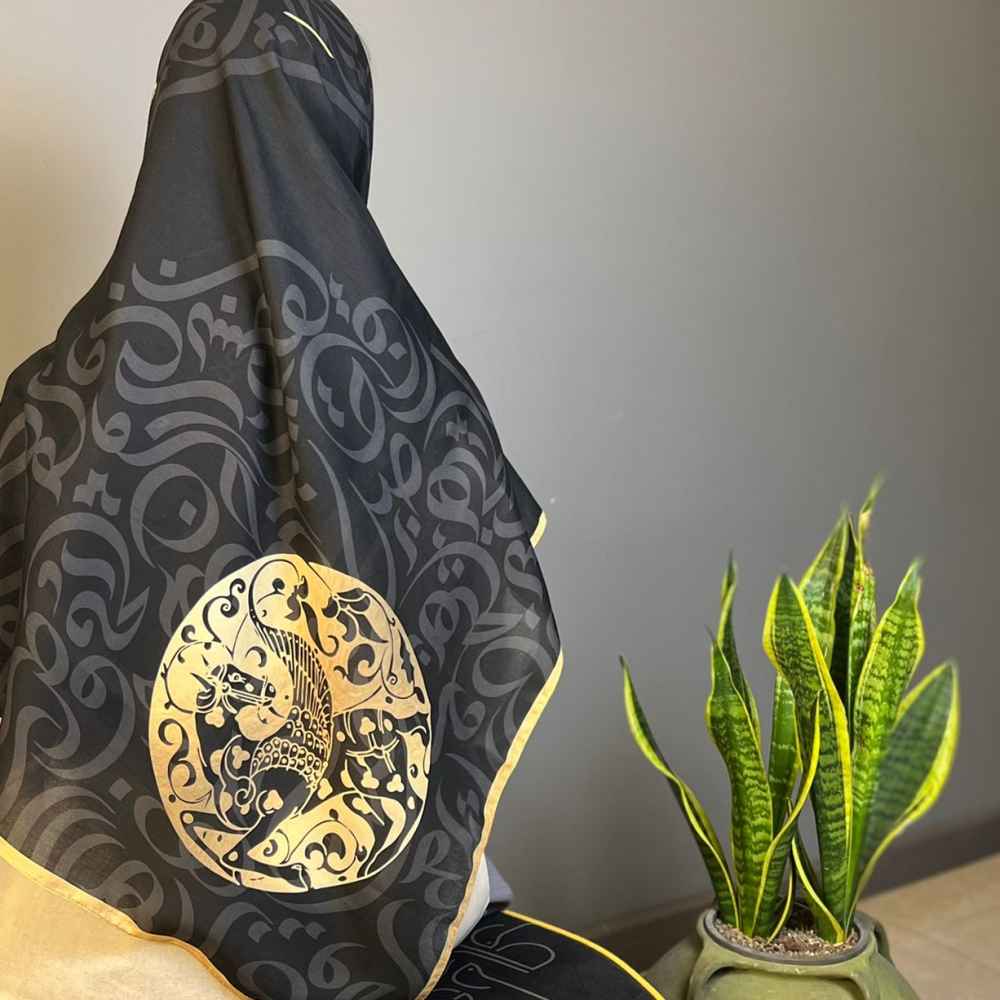 Perzische Damessjaal – Jaam Design Zwart Artistiek