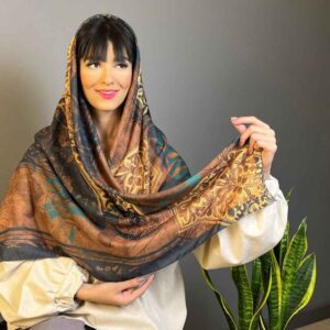 Perzische Damessjaal – Jaam Design Bruin Artistiek