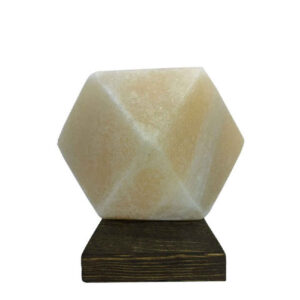 Perzische Diamant Zoutlamp – Handgemaakt Bita Design op Houten Basis