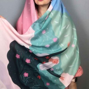 Perzische Sjaal – Aram Model Roze Kalligrafie