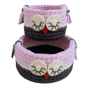 Set van 2 Gehaakte Opbergmanden – Model Owl