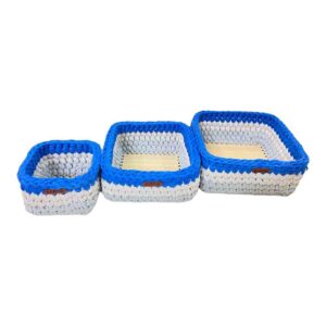 Gehaakte Opbergmanden Aseman – Blauw Garen (Set van 3)