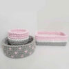 Gehaakte Opbergmanden Baby – Roze met Hart (Set van 3)