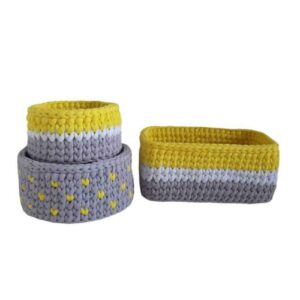 Gehaakte Opbergmanden Lemon – Geel met Hart (Set van 3)