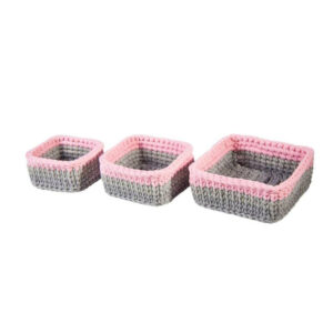 Gehaakte Opbergmanden Yas – Roze Garen (Set van 3)