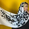 Perzische bedrukte sjaal – artistiek & lichtgewicht Raah kalligrafie