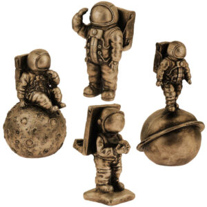 Set van 4 Decoratieve Astronaut Beeldjes – Ruimte Avontuur