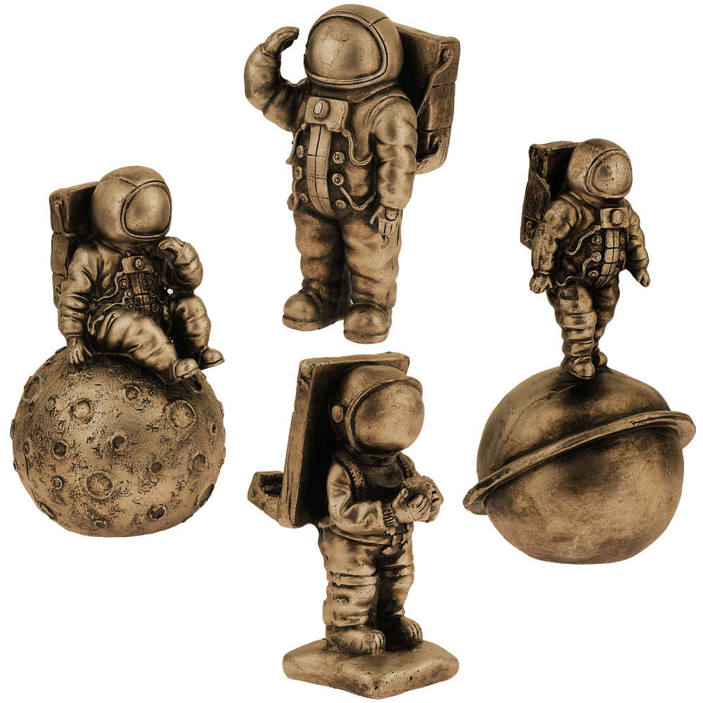 Set van 4 Decoratieve Astronaut Beeldjes – Ruimte Avontuur