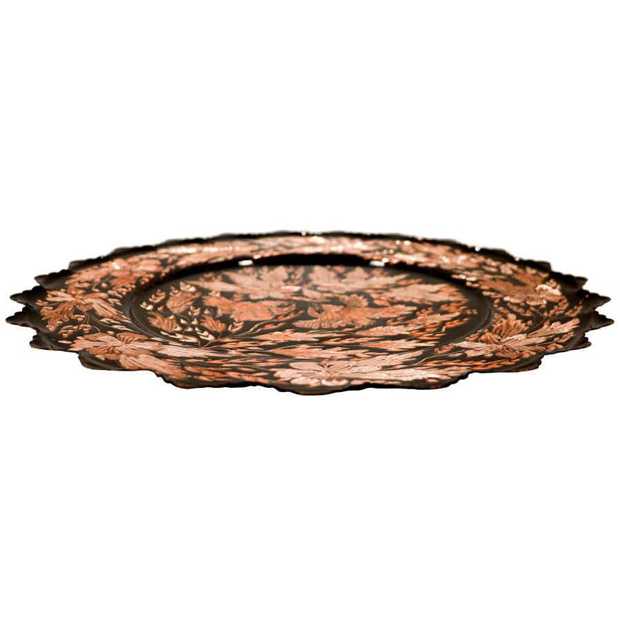 Perzische Decoratieve Koperen Schaal – Floral Bloemenpatroon