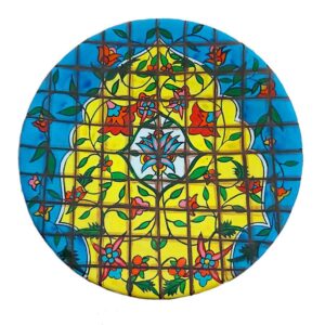 Decoratief aardewerken bord handbeschilderd Perzisch turquoise