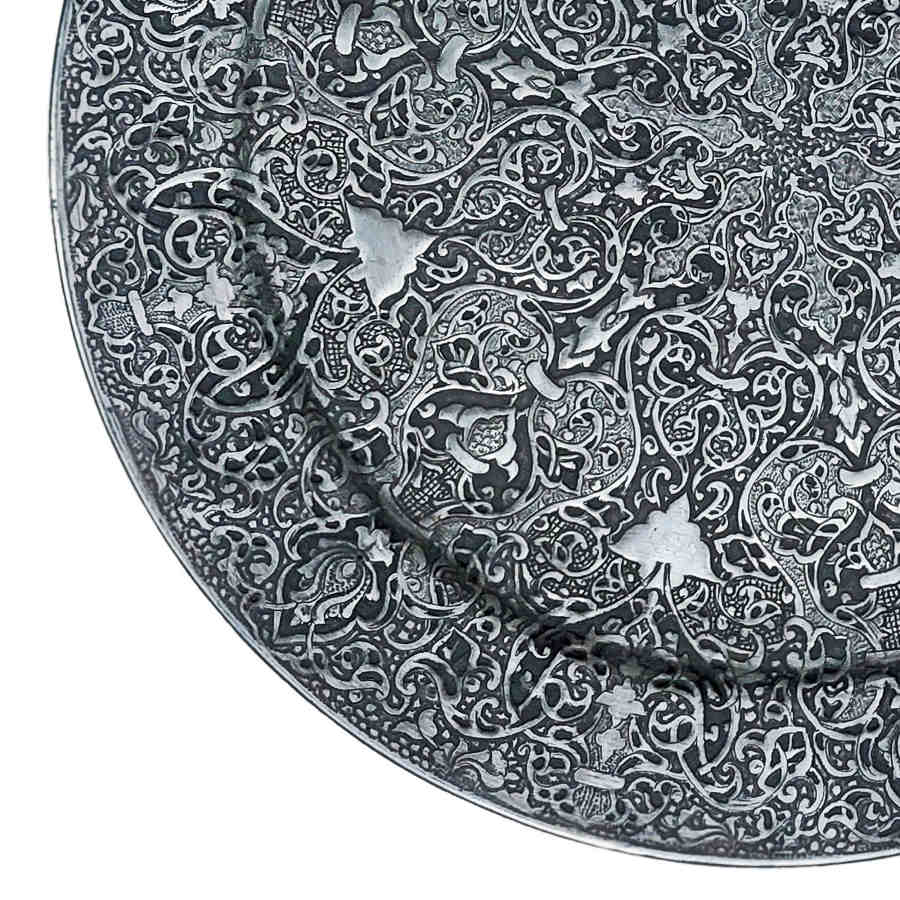 Decoratieve koperen schaal handgegraveerd met Perzisch ambacht Eslimi