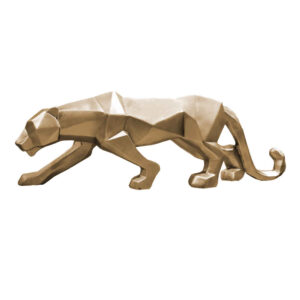 Geometrische gouden tijger in kubisme – Artistieke sculptuur