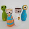 Handgemaakte houten peg poppetjes – Astronauten