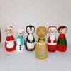 Handgemaakte houten peg-poppen – Kerst 02