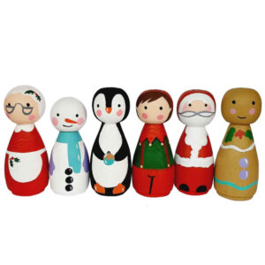 Handgemaakte houten peg-poppen – Kerst 02
