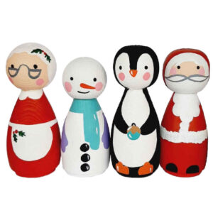 Handgemaakte houten peg-poppen – Kerst Thema