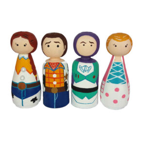Handgemaakte houten peg-poppen – Cowboys