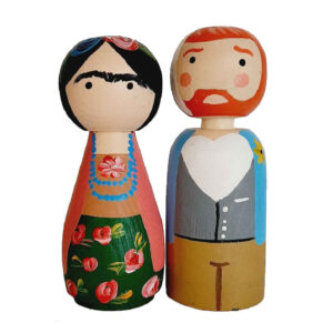 Handgemaakte houten peg poppetjes – Frida Kahlo