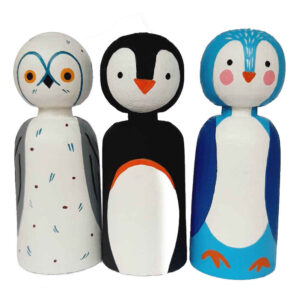 Handgemaakte houten peg poppetjes – Pinguïns