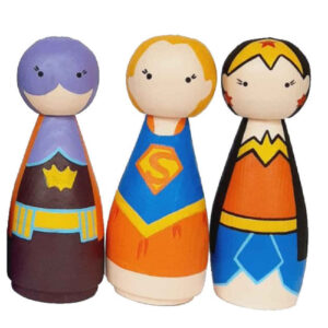 Handgemaakte houten peg-poppen – Superman