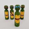 Handgemaakte houten peg-poppen – Mutant Ninja Turtles