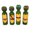 Handgemaakte houten peg-poppen – Mutant Ninja Turtles