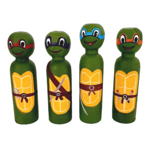 Handgemaakte houten peg-poppen – Mutant Ninja Turtles