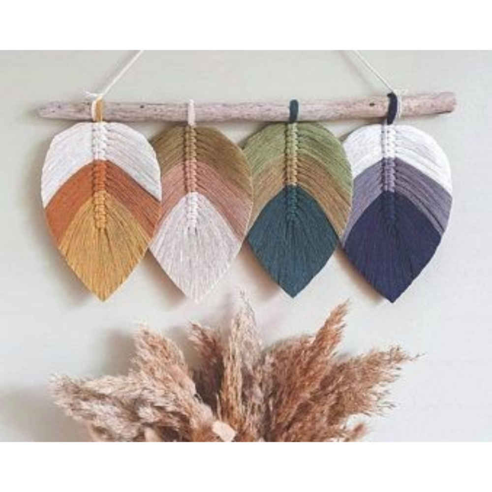 Macramé wandtapijt Bohemian Sarv Leafs