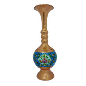 Decoratieve koperen vaas handbeschilderd met Perzische Minakari-emaille Pardaz