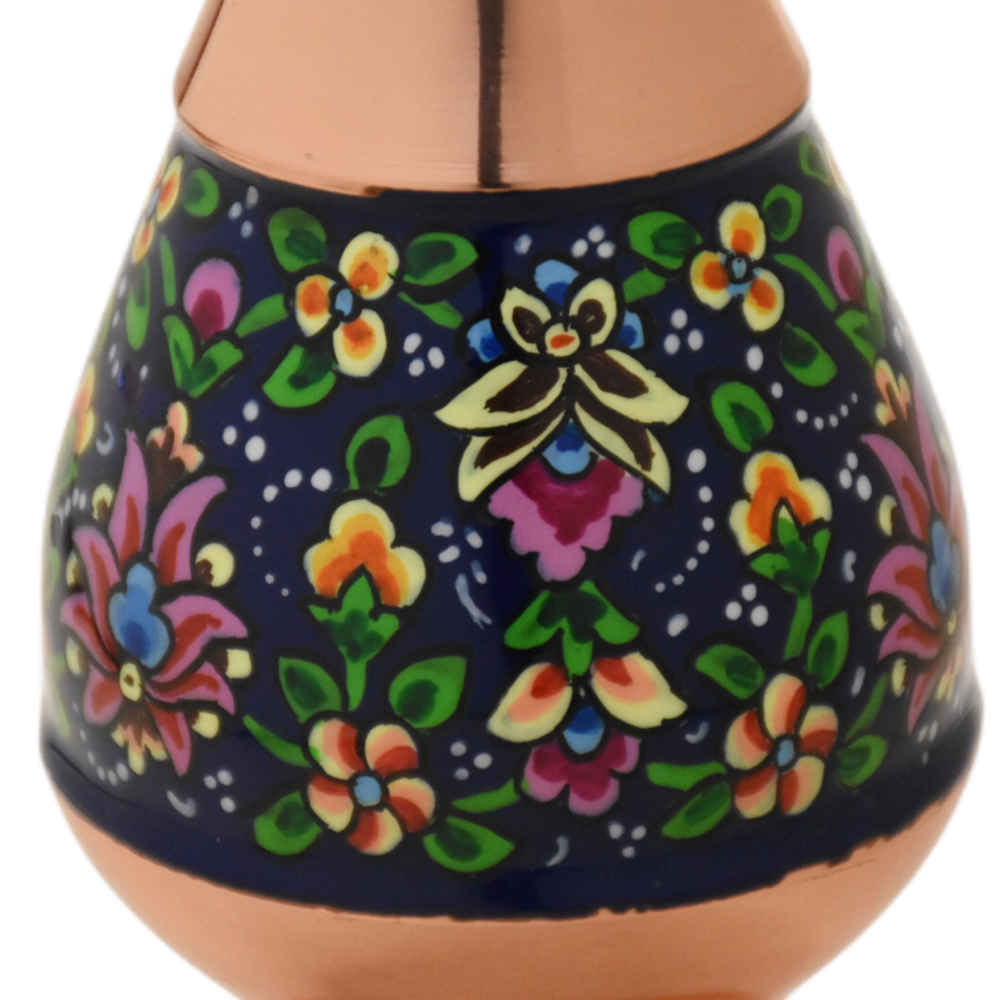 Decokoperen vaas handbeschilderd met Perzisch Minakari-email, Samira-bloemenontwerp voor een artistiek accent