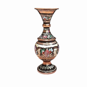 Decoratieve koperen vaas handbeschilderd met Perzische Minakari-emaille Yavar