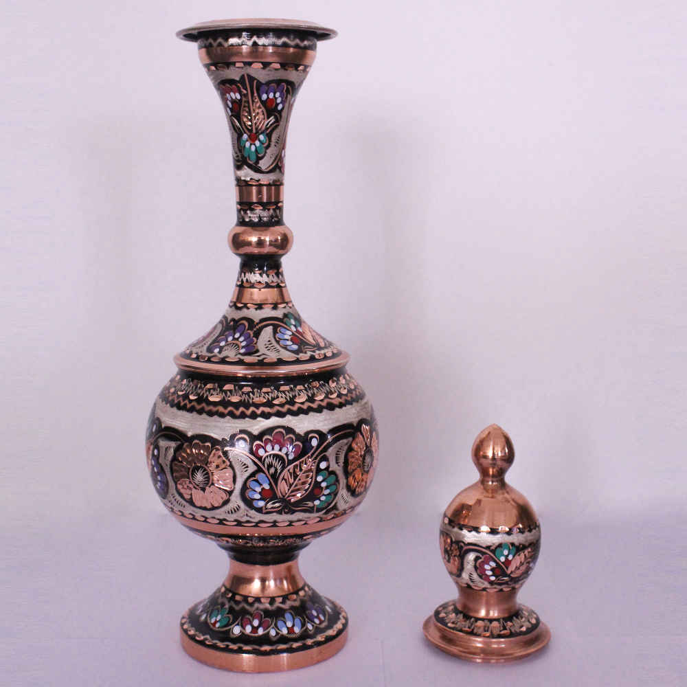 Decoratieve koperen fles met Perzische Minakari-emaille Rima