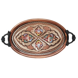 Decoratieve koperen schaal handgegraveerd & gehamerd met Perzisch ambacht Soha