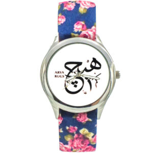 Dames boho-stoffen polsdoek-horloge met Perzische kalligrafie Hich