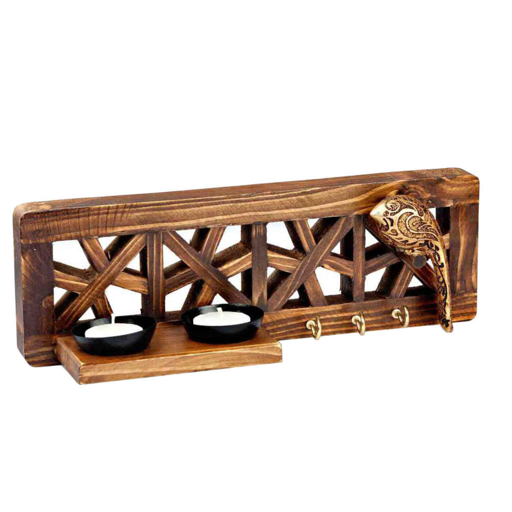 Decoratieve houten wand-sleutelhouder met ontwerp Bird