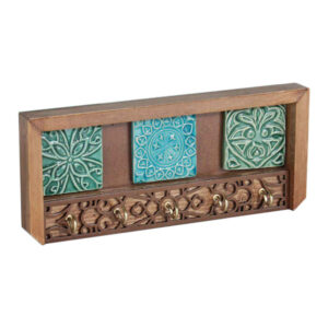 Decoratieve houten wand-sleutelhouder met ontwerp Firoozeh