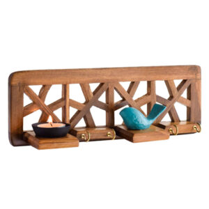 Decoratieve houten wand-sleutelhouder met ontwerp Parandeh