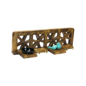 Decoratieve houten wand-sleutelhouder met ontwerp Zina