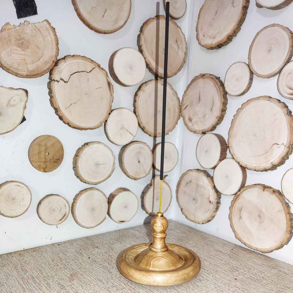 Houten wierookhouder – Rond Model Sima (set van 2)
