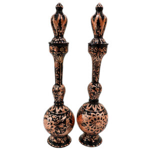Decoratieve koperen fles handgemaakt Perzisch gegraveerd Esalat (2x)