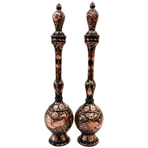 Decoratieve koperen fles handgemaakt Perzisch gegraveerd Shokoh (2x)