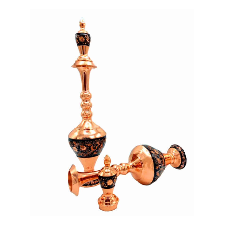 Decoratieve koperen fles handgemaakt Perzisch gegraveerd Tong (2x)