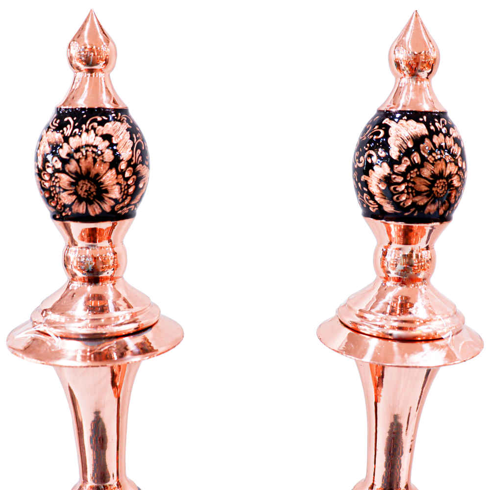 Decoratieve koperen fles handgemaakt Perzisch gegraveerd Yara (2x)